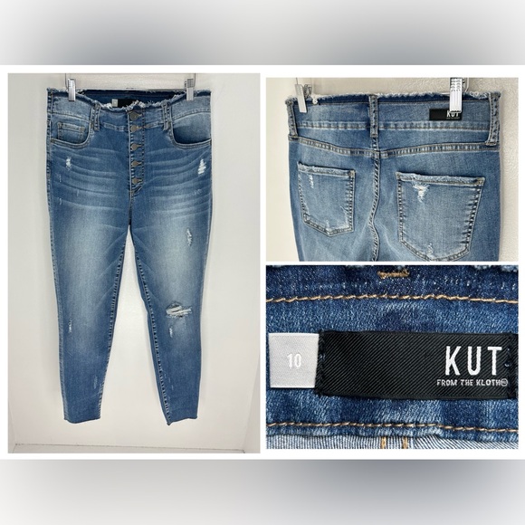 Kut From The Kloth Connie Ankle Skinny Jeans Size 10 Button Fly Denim 31x27.5‎ - Picture 1 of 16